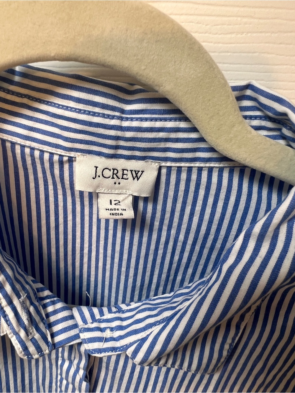 J. Crew Blue and White Striped Mini Shirt Dress - Picture 2 of 5